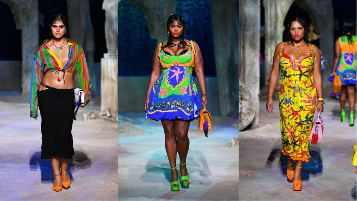 Images courtesy of Versace. Models: Jill Kortleve, Precious Lee, Alva Claire.
